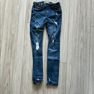 Zara Trafaluc Destroyed Denim Size 0 Dark Blue Skinny Jeans Classic Style